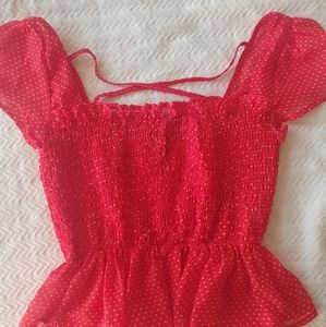 Red polka dot croptop